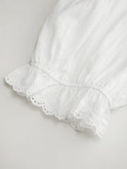 Cotton-blend Puff Sleeve Lace Trim Broderie Anglaise Oversized Blouse Curve & Plus