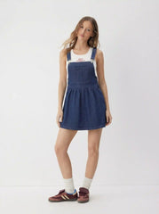 Denim A-line Pinafore Mini Dress