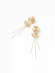 FLOWER & RHINESTONE DROP EARRINGS