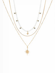 STAR & RHINESTONE & BEADED LAYERED NECKLACE