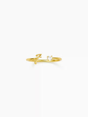 LETTER ZIRCON STAINLESS STEEL OPEN RING
