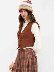 Corduroy V-neck Jacket Vest