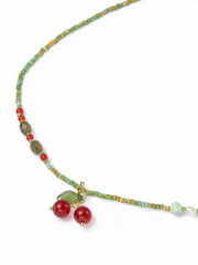 CHERRY BEADED NECKLACE
