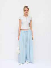 Cotton Broderie Anglaise Puff Sleeve Bowknot Blouse