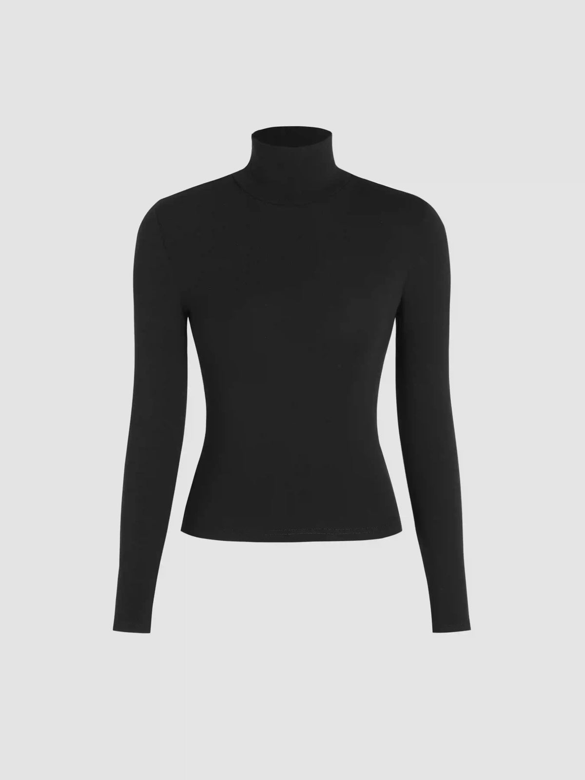 Solid High Neck Jersey Long Sleeve Tee