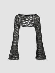 Midnight Veil Ultra-Cropped Long Sleeve Shrug