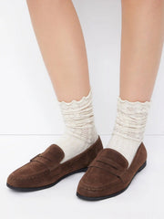 FAUX SUEDE ROUND TOE LOAFERS
