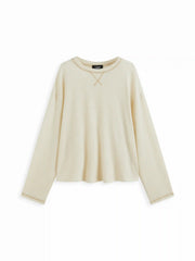 Round Neckline Stitch Long Sleeve Oversized Tee