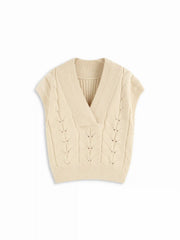 Knit V-neck Solid Sweater Vest