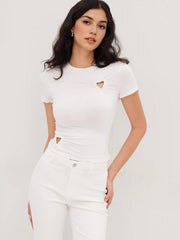 Round Neckline Heart Cut Out Top
