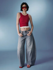 Denim Low Rise Barrel-leg Jeans