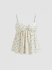 Sweetheart Neckline Floral Cami Top
