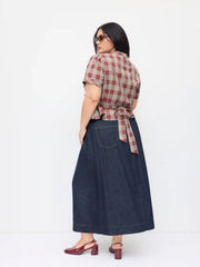 Denim High Rise A-line Maxi Skirt Curve & Plus