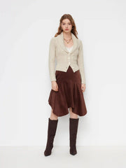 Cable Knit Collar V-neck Button Cardigan
