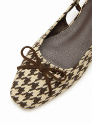 HOUNDSTOOTH & BOWKNOT SLINGBACK FLATS