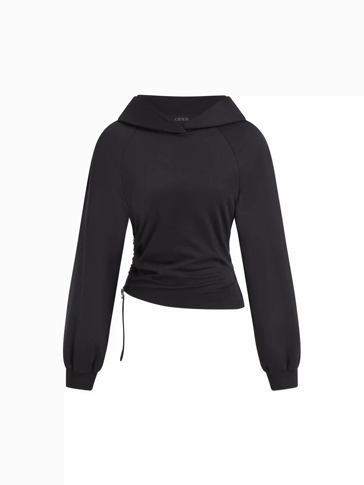 Cotton-Blend Solid Side Belted Hoodie