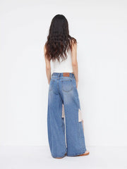 Cider Denim Low Rise Ditsy Floral Bowknot Wide Leg Jeans
