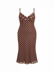 Polka Dot V-neck Slim Split Maxi Dress Curve & Plus