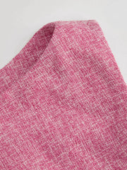 Tweed Boat Neck Solid Button Vest