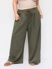 Cotton-blend Mid Rise Drawstring Straight Leg Sweatpants Curve & Plus