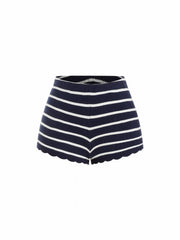 Knit Low Rise Stripe Curved Hem Shorts