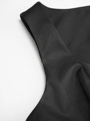 Sculptural Square Neck Bowknot Ruched Mid Rise Flared Midi Dress
