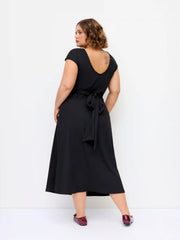 Twist Knotted Mid Rise Backless Straight Midi Dress Curve & Plus