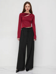 High Rise Pleated Wide Leg Trousers