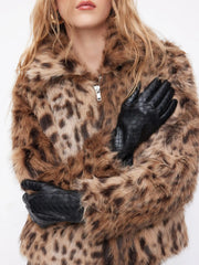 FAUX LEATHER WOVEN GLOVES