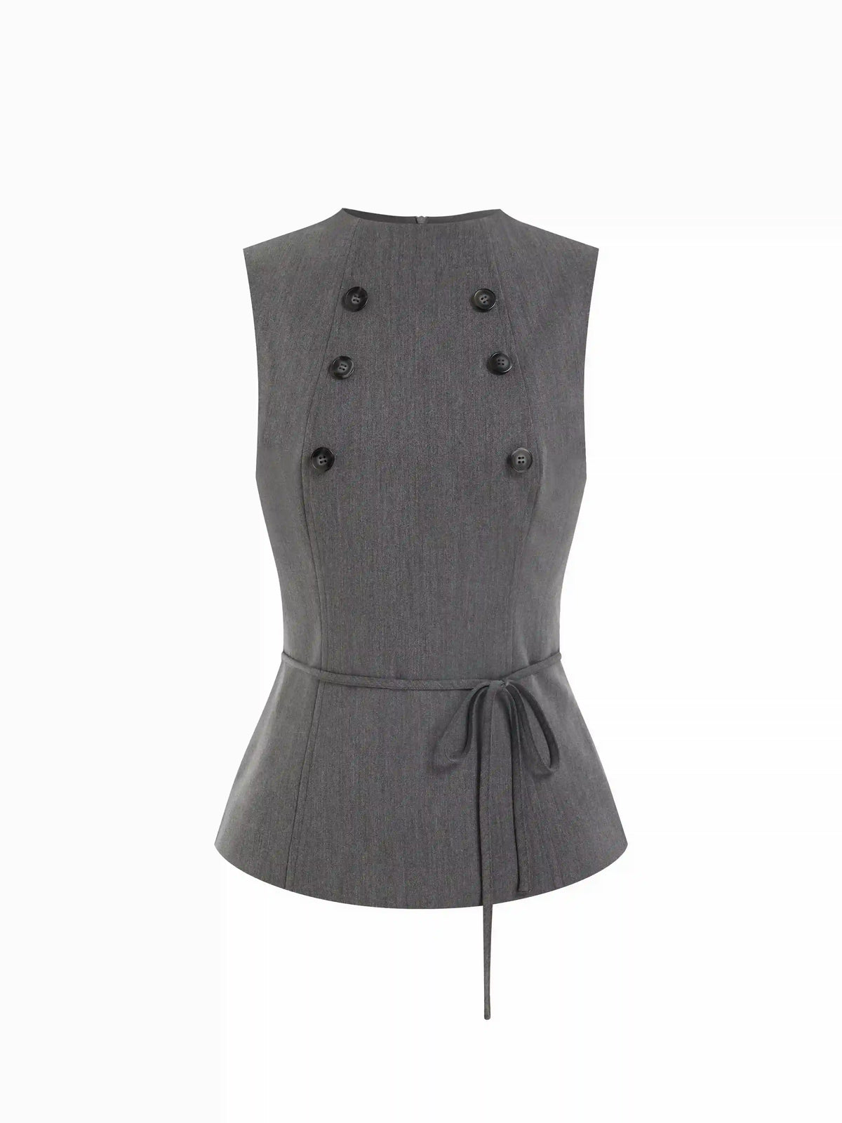 Double-Breasted Peplum Drawstring Top