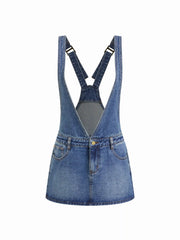 Cider Denim Buckle Up Pinafore Mini Dress
