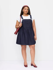 Denim A-line Pinafore Mini Dress Curve & Plus