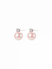 RHINESTONE DECOR FAUX PEARL STUD EARRINGS