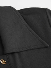 Collar Ruched Metal Button Long Sleeve Maxi Dress