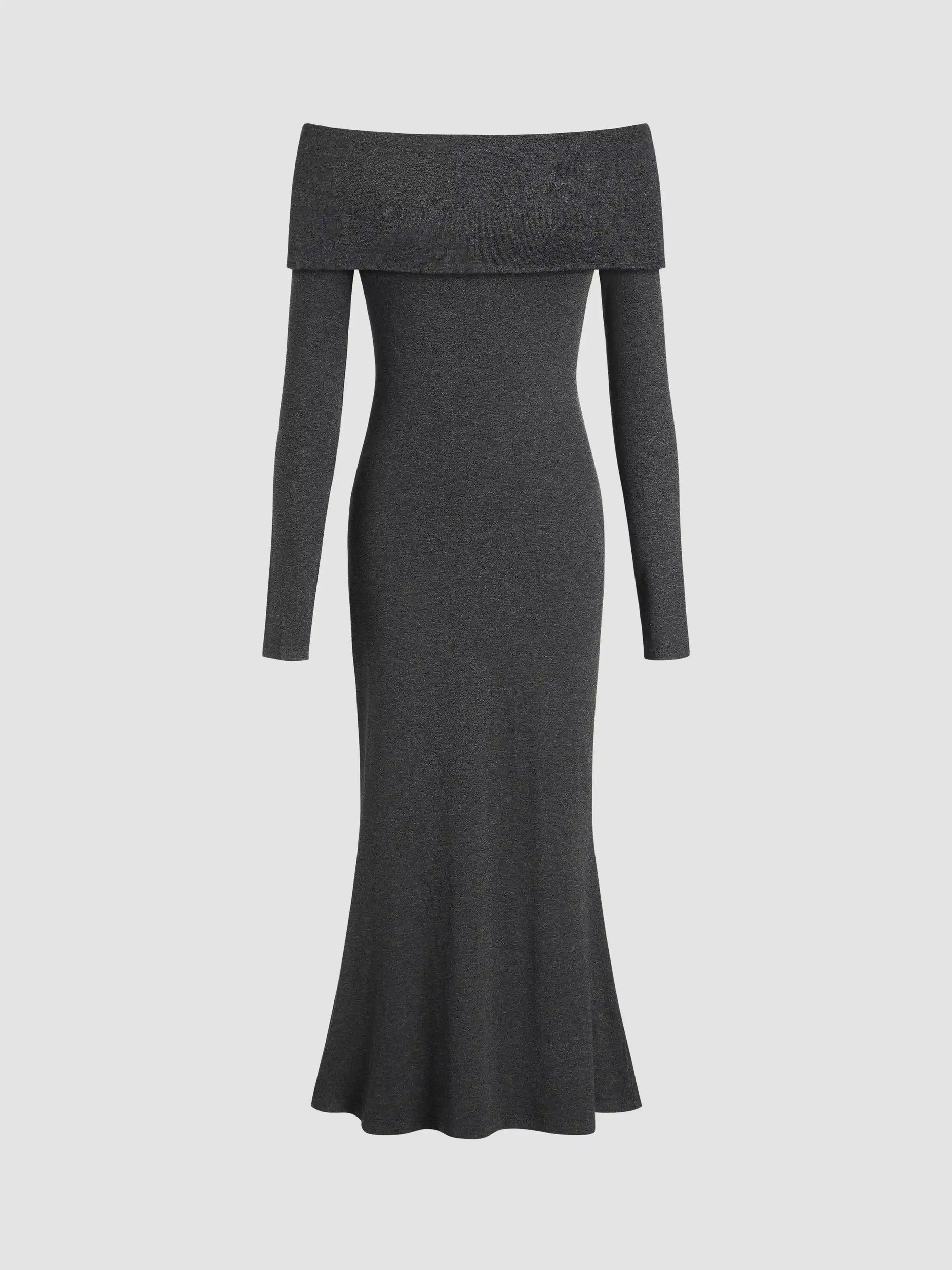 Knit Off-shoulder Mermaid Maxi Dress