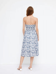 Bandeau Ditsy Floral Ruffle Midi Dress