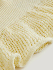 Knit Boat Neck Batwing Sleeve Ruffled Top