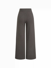 Knit Mid Rise Elastic Waist Straight Leg Trousers