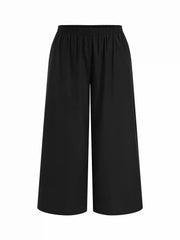 Linen-blend Square Neck Ruffle Hem Tank Top & Wide Leg Trousers Set Curve & Plus