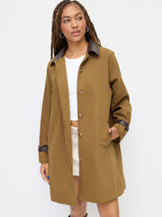 Cotton Collar Split Buckle Sleeve Oversized Trench Coat