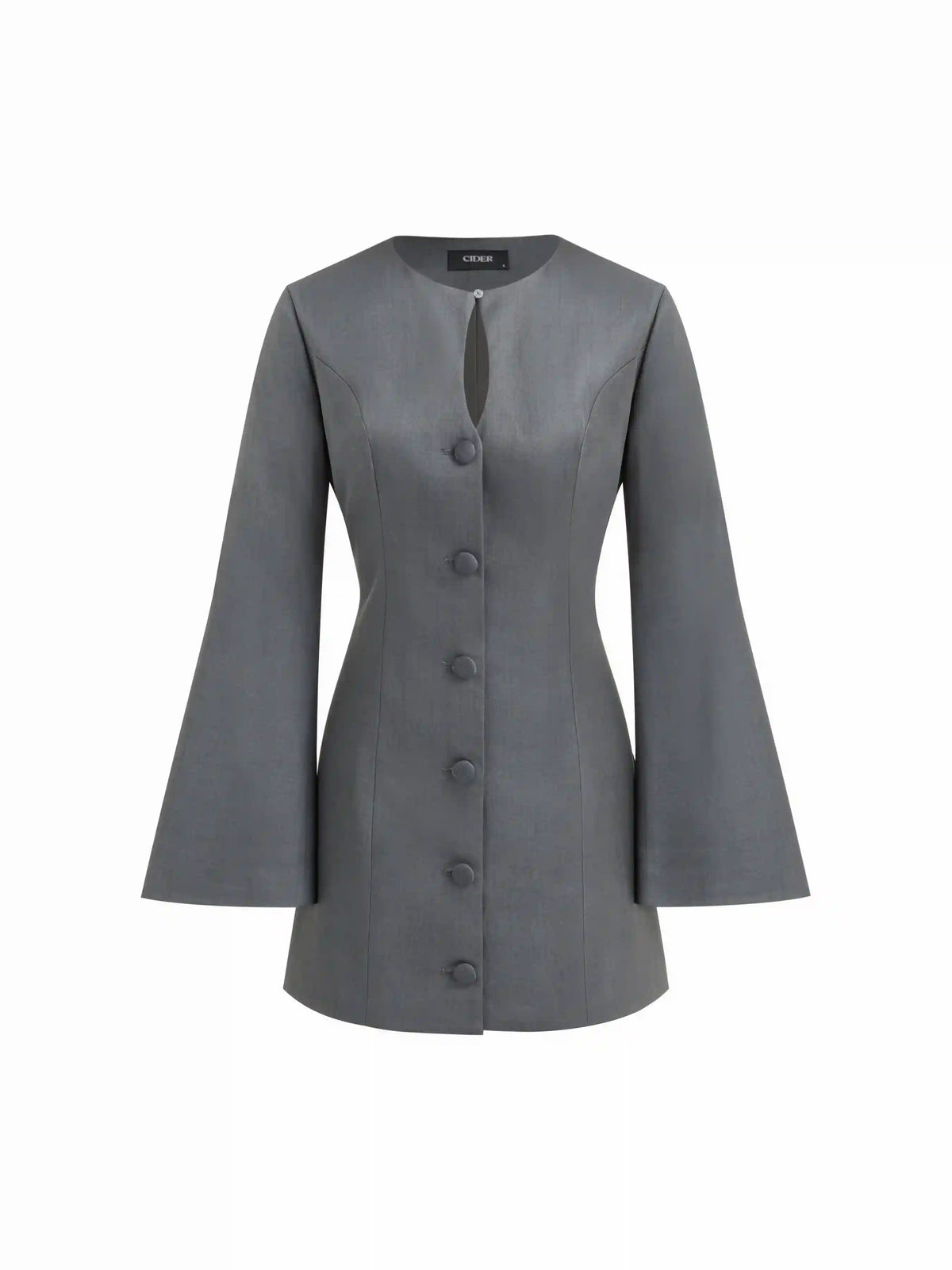 Round Neckline Cut Out Flare Sleeve Mini Dress