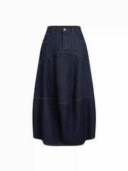 Cider Denim Low Rise Button Maxi Skirt