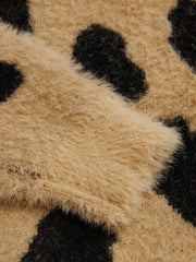 Knitted Round Neckline Leopard Crop Sweater