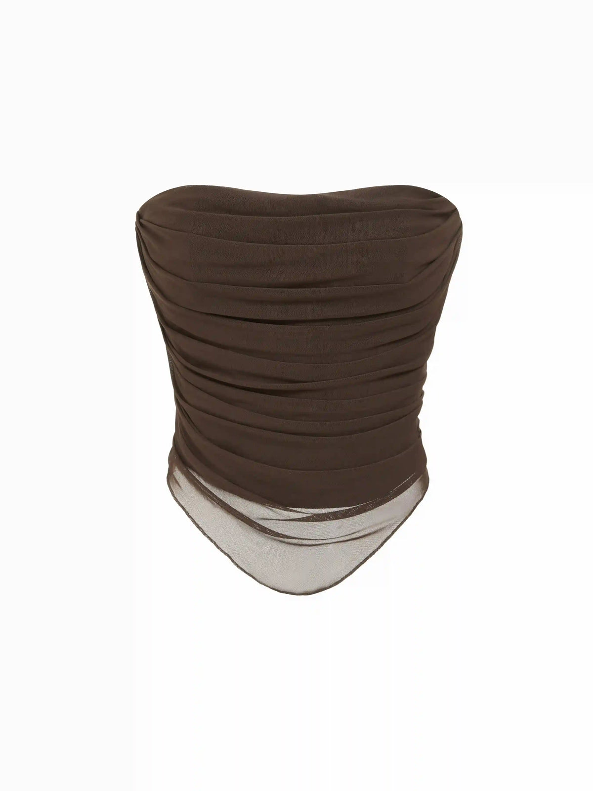 Ruched Strapless Top With Metal Zip Detail