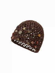 BUTTERFLY & FLOWER DECOR KNITTED HAT