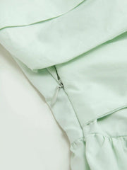 Cotton Bowknot Ruched Bandeau Maxi Dress