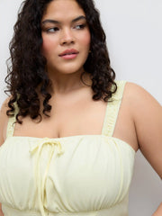 Square Neck Ruched Tie Front Tank Top Curve & Plus