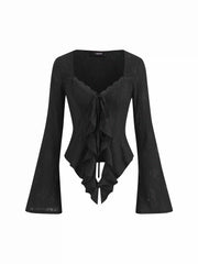 Knit Fabric Sweetheart Solid Long Sleeve Tops