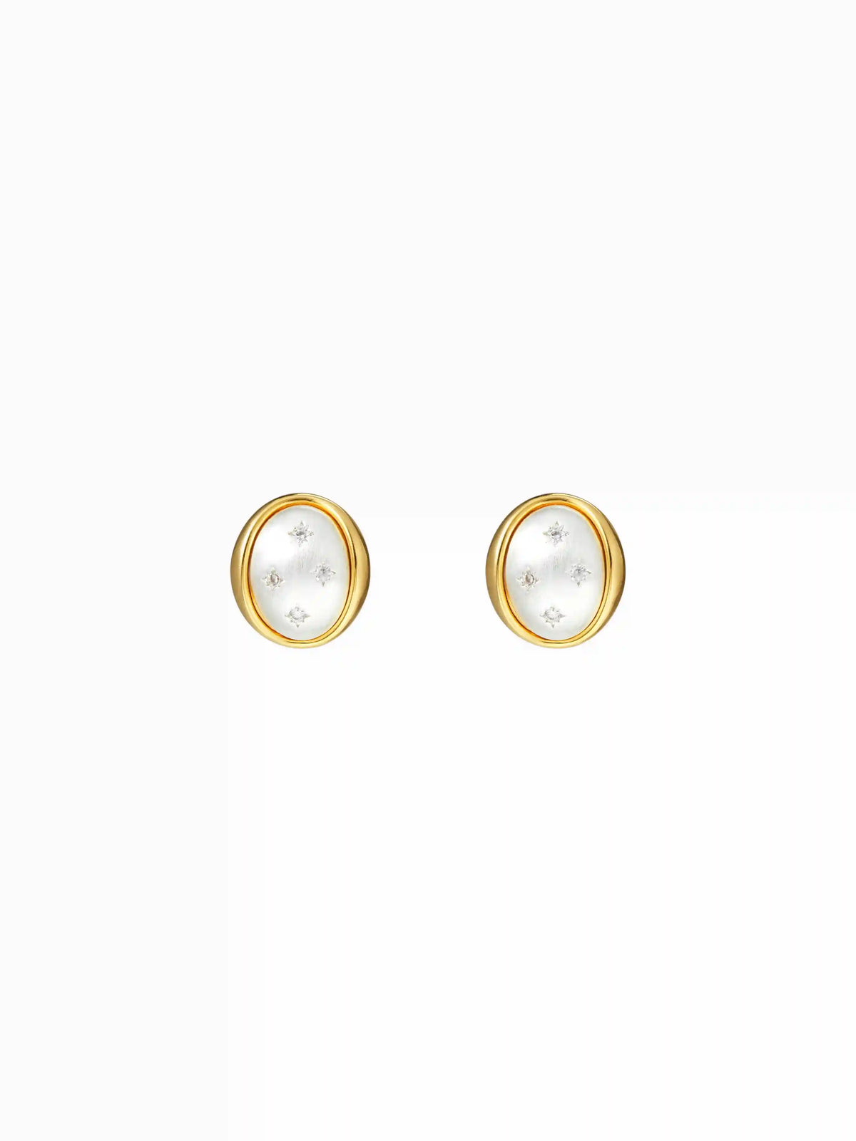 ZIRCON DECOR OVAL STUD EARRINGS
