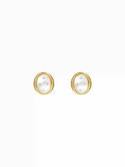 ZIRCON DECOR OVAL STUD EARRINGS